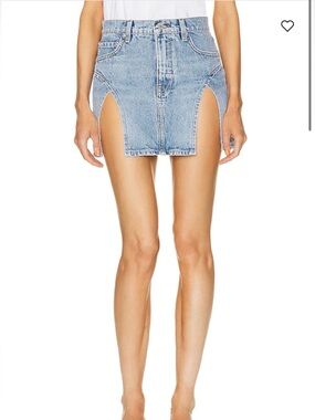 GRLFRND Light Blue High-Slit Denim Mini Skirt